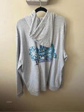 NWT Disneyland Light Gray Zip-Up Hoodie with Blue Castle Patch